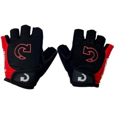 Imagem de Luva Meio Dedo Ciclista Academia Cross Fit Treino Proteção Mãos Com Enchimento Espuma Na palma Confort Leve Exercicios (Preto - Vermelho, XX-Grande)