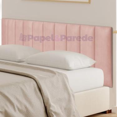 Imagem de Cabeceira Estofado Modular Cama de Solteiro 5 Módulos 60x20cm Rosa