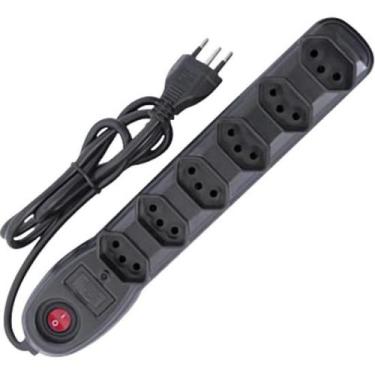 Imagem de Filtro de Linha Com 6 Tomadas 1M Bivolt Preto Megatron