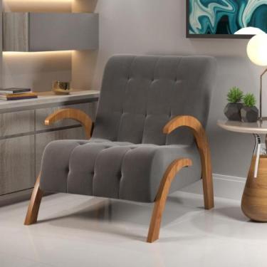 Imagem de Poltrona 65cm Veludo Bari Viero Móveis, Mel/Veludo Grafite