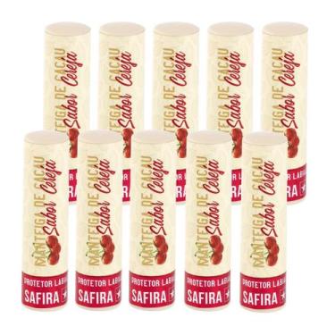 Imagem de Kit 10 Protetores Labiais Manteiga Cacau Sabor Cereja Safira - SAFIRA 