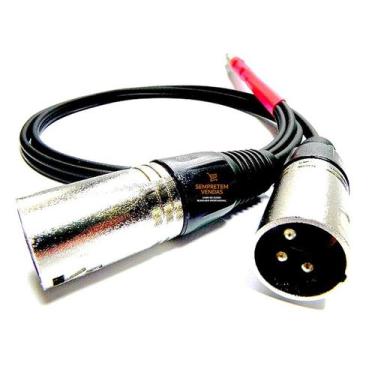 Imagem de Cabo Áudio Blindado Y P2 Estéreo XLR Macho Duplo 1 Metro - Sempretemve