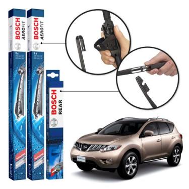 Imagem de Kit 3 Palhetas Dianteiras + Traseira Original Bosch Nissan Murano 2007
