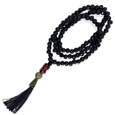 Imagem de Meta Atacado, Japamala dos Orixás de Madeira 108 Contas 8 mm-Escolha a Cor Cor:Exú Pompom Preto