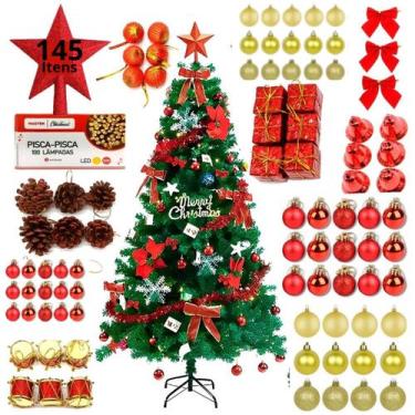 Imagem de Arvore de natal Completa Decorada 150 cm + Pisca + 220 galhos - Top Ri