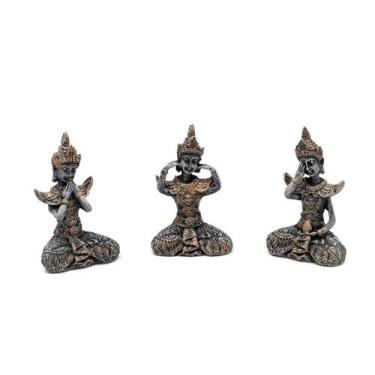Imagem de Trio de Budas sábios surdo, cego e mudo 14 cm em resina - Loja Bora, D
