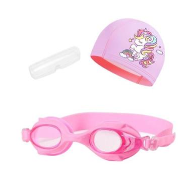 Imagem de Kit Óculos Natação Com Estojo e Touca Infantil Desenhos Coleção Peixin