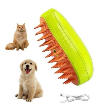 Imagem de Escova a Vapor Pet Cao Gato Cachorro Eletrico Removedor de Pelo Recarr