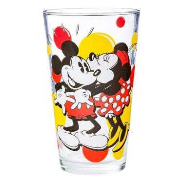 Imagem de Silver Buffalo Copo clássico Disney Mickey e Minnie Mouse com bolinhas de beijo, 473 ml