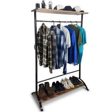 Imagem de Arara De Roupas Dublin Cabideiro Com Sapateira E Prateleira - Genus Mó