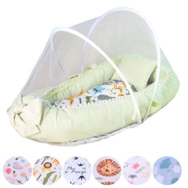 Imagem de Ninho Redutor de Berço com Mosquiteiro Tela Protetora Bebê Menina Meni