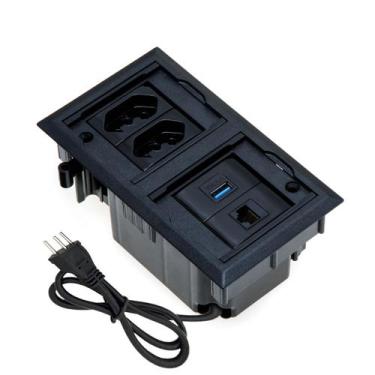 Imagem de Caixa De Tomada Embutir 2 Tomadas 20A 1 USB Dados 1 RJ-45 - CONNECT CA