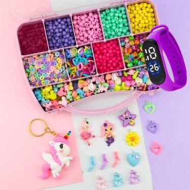 Imagem de Kit Miçangas Infantil Colorida P/ Montar Pulseiras C/ Mimo - Anita Rec