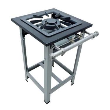 Imagem de Fogão 1 Boca c/Pé B Pressão 1Q Duplo 40x40 S. Luxo Aço 304 Perfil 6,5 