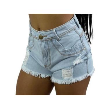 Imagem de Shorts Jeans Hot Feminino Cintura Alta Desfiado C37 - Fanáticos Por Ci
