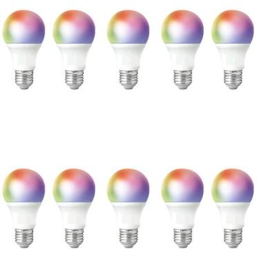 Imagem de Kit 10 Lâmpada Inteligente Formato Pera Rgb Conexão com Alexa Google A