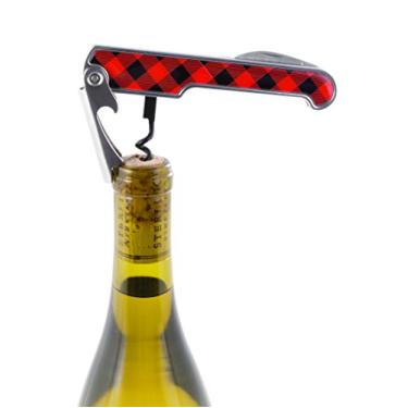 Imagem de True Por True Fabrications realmente fácil de usar, saca-rolhas compacto de qualidade de garçom de restaurante com cortador de lacre - xadrez