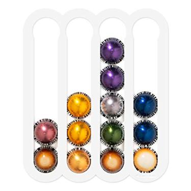 Imagem de Suporte de cápsulas de café para cápsulas Nespresso Vertuo – Suporte adesivo adequado para ser montado dentro ou embaixo do armário ou na parede (branco)