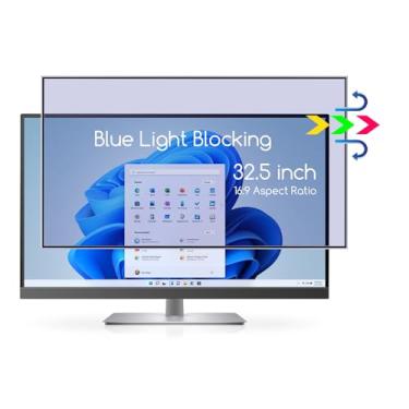Imagem de Protetor de tela para monitor de 32 polegadas antiluz azul para monitor de computador LG de 32 polegadas, ViewSonic, SCEPTRE, Dell, SAMSUNG, MSI, AOC, KOORUI 16:9 - Bloqueio de luz azul, brilho, sem