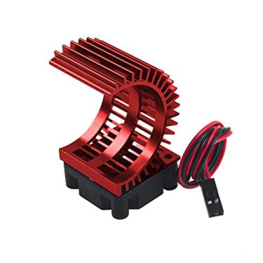 Imagem de Vgoohobby Dissipador de calor do motor RC 540 545 550 com motor elétrico escovado sem escova com ventilador de resfriamento de 5-6 V compatível com Traxxas HSP HPI Wltoys Himoto Axial Tamiya 1/10 RC caminhão carro (vermelho)