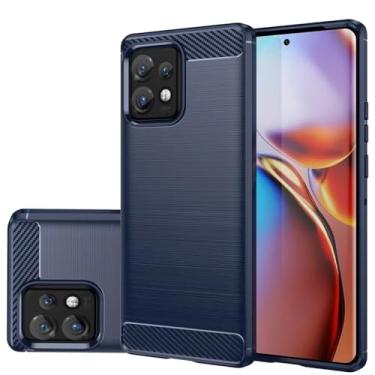 Imagem de Gufuwo Capa para Motorola Edge+ 2023/Moto Edge 40 Pro/Moto X40 Pro/Moto X40 XT2301-5, capa fina de fibra de carbono, capa protetora macia à prova de choque para Motorola Edge Plus 2023 azul