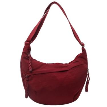 Imagem de GOQUFOY Bolsas transversais de nylon para mulheres, bolsas de ombro, bolsa de viagem, bolsa mensageiro masculina Hobo, Vinho tinto