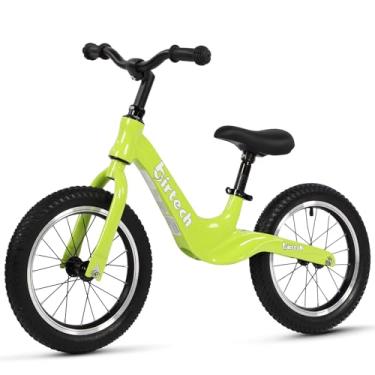 Imagem de Bicicleta de equilíbrio infantil de 35,5 cm para meninos e meninas de 3,4,5, 6 anos, pneus pneumáticos com estrutura de liga de magnésio, leve sem pedal, bicicleta de treinamento infantil (verde)