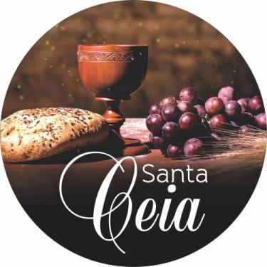 Imagem de Painel de Lona Redondo Santa Ceia Pao Vinho e Uvas - Fabrika de Festa,