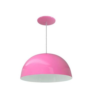 Imagem de Luminária Pendente Meia Lua 24cm Com Interior Branco Fiação 110/220 - 