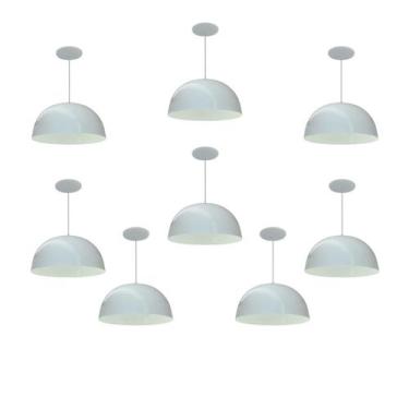 Imagem de Kit 8 Luminária Pendente Meia Lua 24cm Com Interior Branco Brilho Fiaç
