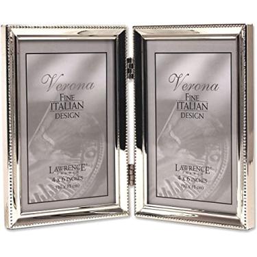 Imagem de Lawrence Frames Moldura dupla articulada de metal prata Verona Collection 10 cm x 15 cm com contas (11646D)