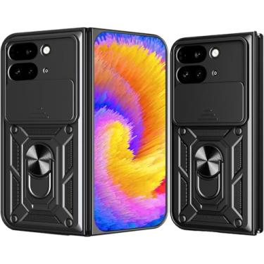 Imagem de Fofvccv Capa dobrável para Google Pixel 9 Pro com capa deslizante para câmera e suporte de anel giratório, capa protetora para celular de grau militar à prova de choque para Google Pixel Fold 2 5G