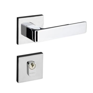 Imagem de Fechadura porta externa sala quarto modena pado cromada 55mm quadrada 