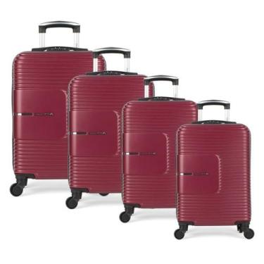 Imagem de Conjunto 4 Mala Viagem Fibra Rodinhas 360º Pp/p/m/g - Polo King, Vinho