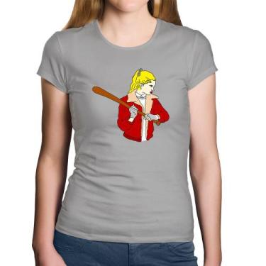 Imagem de Baby Look Algodão Baseball Girl - Foca na Moda, Cinza, GG