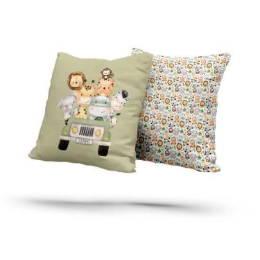 Imagem de Kit 2 Almofadas Com Enchimento Infantil Animais Safári Carro - Fabrika