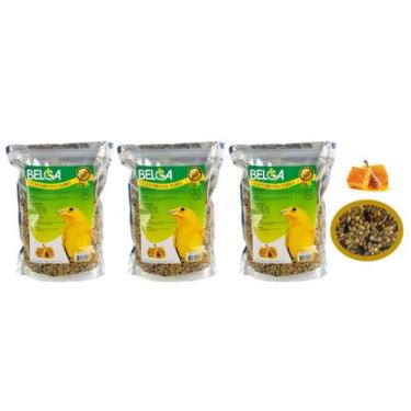 Imagem de Kit 4 Rações Mistura para Pássaro Passarinho Canário Da Terra 500g Mel