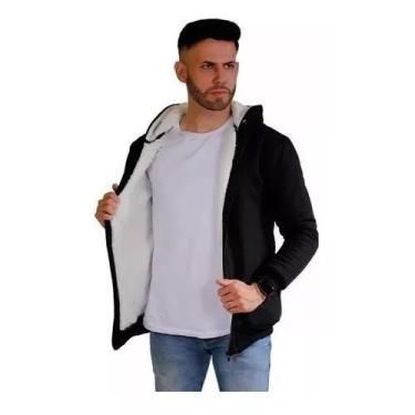 Imagem de Blusa Frio Moletom Ziper Preto Com Forro Lã De Carneiro - Red Route, P