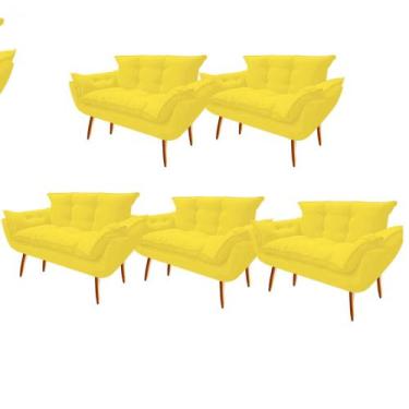 Imagem de Kit 05 Namoradeira  Decorativa  Opala Pés Palito em Madeira 2 Lugares 