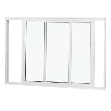Imagem de Janela de Correr em Alumínio Branco 100x150x10 cm 2 Folhas VL Móveis N