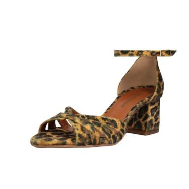Imagem de Sandália Salto Baixo Grosso Luiza Sobreira Trançada Onça Mod. 2056, 34