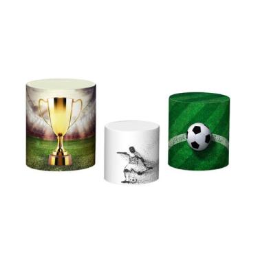 Imagem de Trio De Capa Cilindro  - Futebol Bola e Estádio Realista 004 - Via Cor