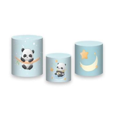 Imagem de Trio De Capa Cilindro - Panda Azul Cute 001 - Via Cores