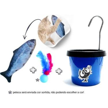 Imagem de Bebedouro Para Gato + Brinquedo Pelucia Peixe com Catnip - DM PETS