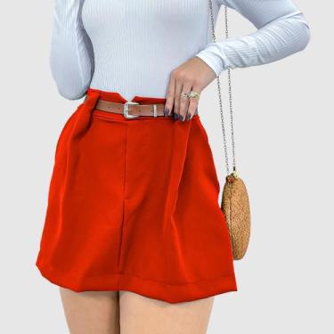 Imagem de Short Saia Feminino Social Cintura Alta Alfaiataria Cinto - SWISS BOUT
