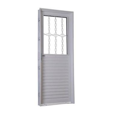 Imagem de Porta de Giro em Aço Mista 215 x 85 x 6 cm Postigo Esquerda Grade Elo 
