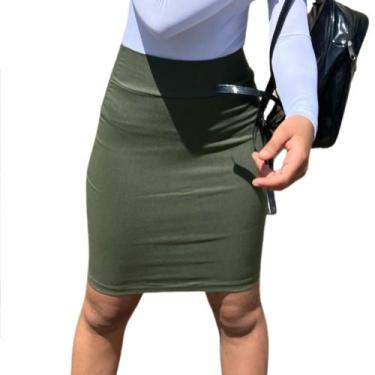 Imagem de Saia Midi Lápis bengaline moda evangélica feminina - cowgirls, Verde m