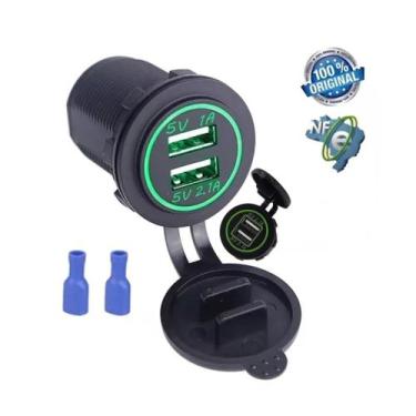 Imagem de Tomada Carregador Duplo Usb Veicular LE- 6821 VRD 12v/24v Veicular 2 S