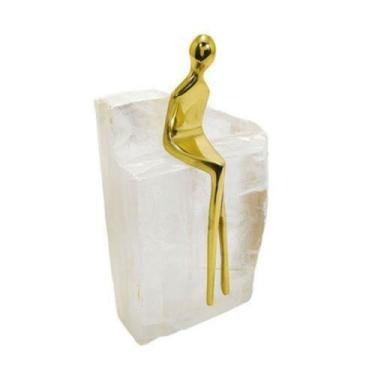 Imagem de Escultura Decorativa Pedra Homem Sentado Contemporaneo Luxo - LUXdécor
