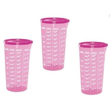 Imagem de 3 Pçs Copo Graduado 500ml Tampa Medidor Receita Medida Certa - Injetem
